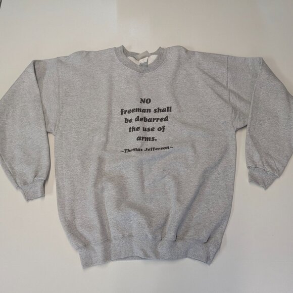 Vintage Hanes Gray Sweatshirt Large with Thomas Jefferson/Virginia Constitution - Picture 1 of 10
